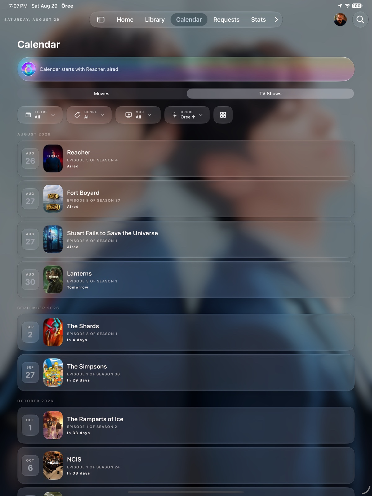 Ōree calendar on iPad